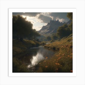River In A Forest Art Print