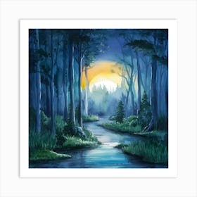 Forest At Sunset Art Print