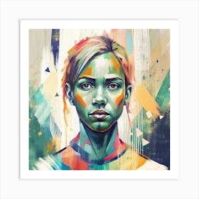 Woman With Colorful Paint On Her Face Art Print