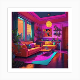 Neon Living Room Art Print