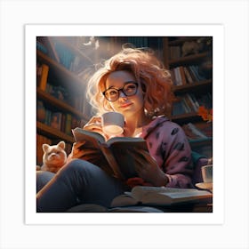 Girl Reading A Book Art Print