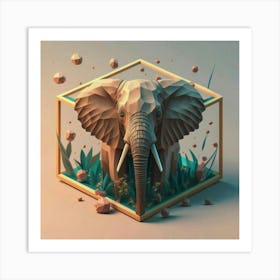 Elephant In A Cube Art Print