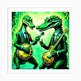 Alligators And Guitars Art Print