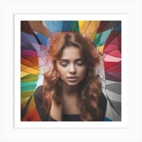 Girl With A Colorful Background Art Print