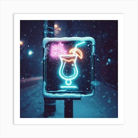 Neon Sign In The Snow Art Print