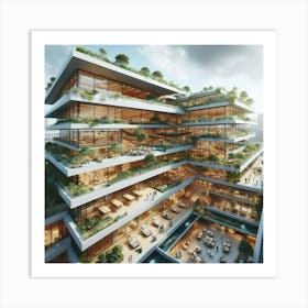 Shanghai Green Office Art Print