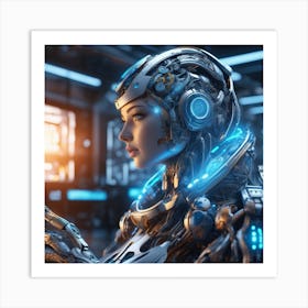 Futuristic Woman In A Robot Suit Art Print