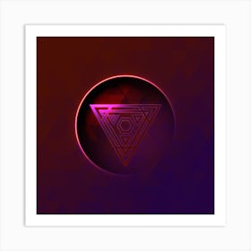 Geometric Neon Glyph on Jewel Tone Triangle Pattern 486 Art Print
