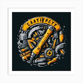 Logo Vector Tools Wrench Hammer Screwdriver Saw Pliers Drill Gear Nuts Bolts Spanner Ch (13) Art Print