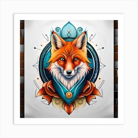 Fox tattoo Art Print