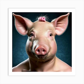 Pig With Pink Hair Art Print