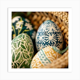 Easter Eggs In A Basket 4 Art Print