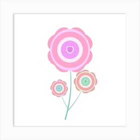 Pastel Flower Bunch Pink Heart Art Print