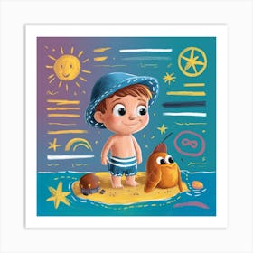 Little Boy On The Beach Art Print