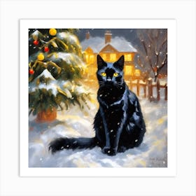 Christmas Cat Art Print