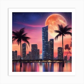 Miami Skyline Art Print