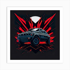 Car Red Artwork Of Graphic Design Flat (228) Art Print