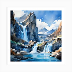 Waterfall Painting 3 Art Print