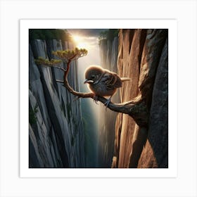 Bird Perched On Cliff 1 Art Print