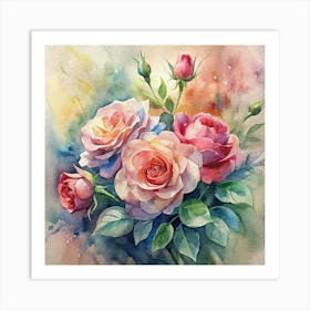 Watercolor Roses 10 Art Print