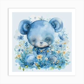 Blue Teddy Bear Art Print