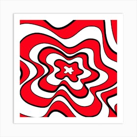 Psychedelic Red And White Swirls Art Print