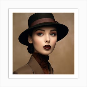 Portrait Of A Woman In A Hat Art Print