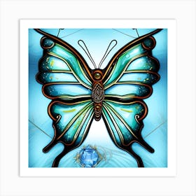 Butterfly With Crystal Art Print