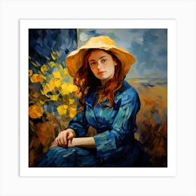 Art Of Woman In The Style Of Van Gogh 5 Art Print