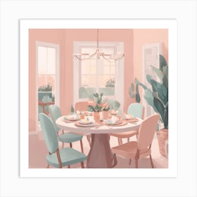 Pastel Pink Dining Room Art Print