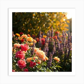 Roses In The Garden 1 Art Print