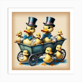 Ducks In A Wagon 3 Art Print