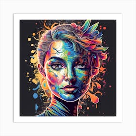 Girl With Colorful Paint On Her Face Art Print