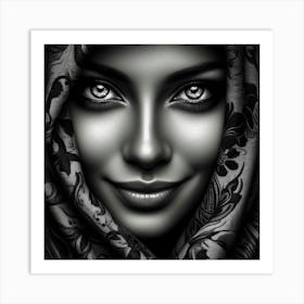 Black And White Portrait 8 Art Print