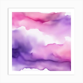Beautiful lavender pink abstract background. Drawn, hand-painted aquarelle. Wet watercolor pattern. Artistic background with copy space for design. Vivid web banner. Liquid, flow, fluid effect. Art Print