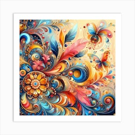 Colorful Floral Painting 5 Art Print