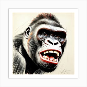 Gorilla Drawing 1 Art Print