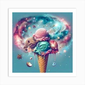 Ice Cream Cone In Space Art Print