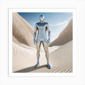Futuristic Man Standing In Desert Art Print