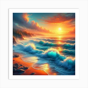 Sunset On The Beach 8 Art Print