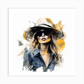 Fashion Girl In A Hat Art Print