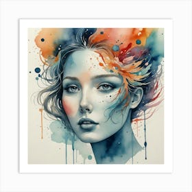 Watercolor Of A Woman 48 Art Print