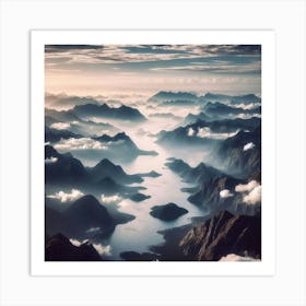 Aerial View Of New Zealand Art Print