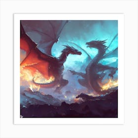 Dragons Fighting 4 Art Print