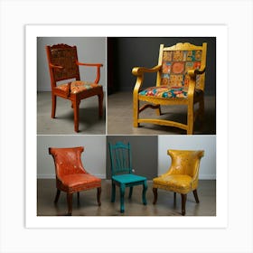 Colorful Chairs Art Print