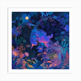 Kissing In The Forest Art Print