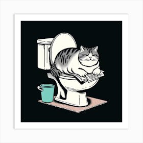 Cat On Toilet Art Print