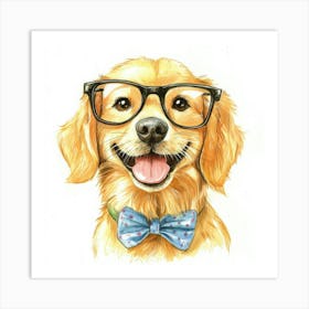 Golden Retriever With Glasses 2 Art Print