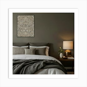 Grey And White Bedroom 2 Art Print