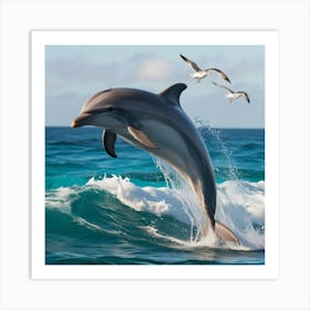 Dolphin Jumping Out Of The Water 2 Art Print